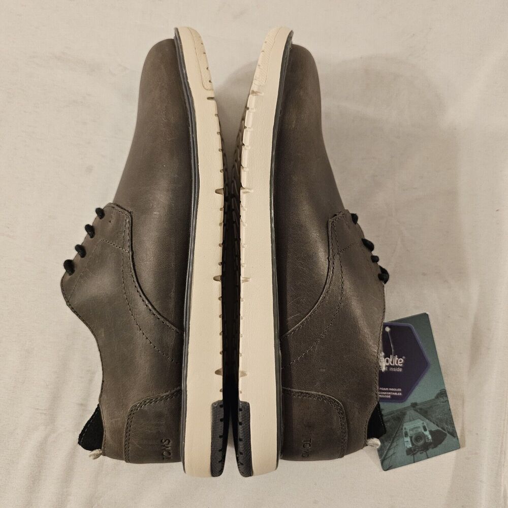TOMS Men's Navi Water Resistant Smoke Grey Leather Oxford Dress Shoe sz 7 - Picture 12 of 13